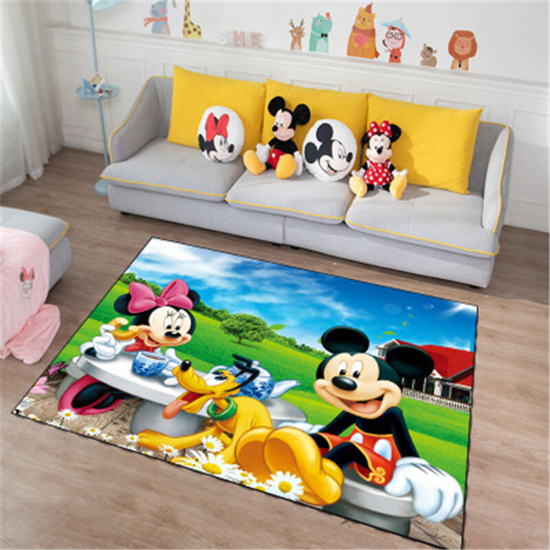 Tapete de dibujos animados para puerta de cocina, alfombrilla de juego para niños y niñas, alfombra de Mickey y Minnie para dormitorio, alfombra de baño interior