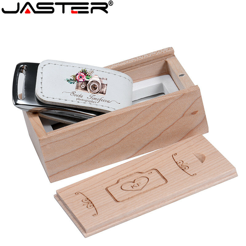 JASTER Memory Stick Custom Unternehmen Logo Stift stick 128 gb Leder USB-Sticks 64GB Pendrive Holz Box Über 10 PCS Freies logo