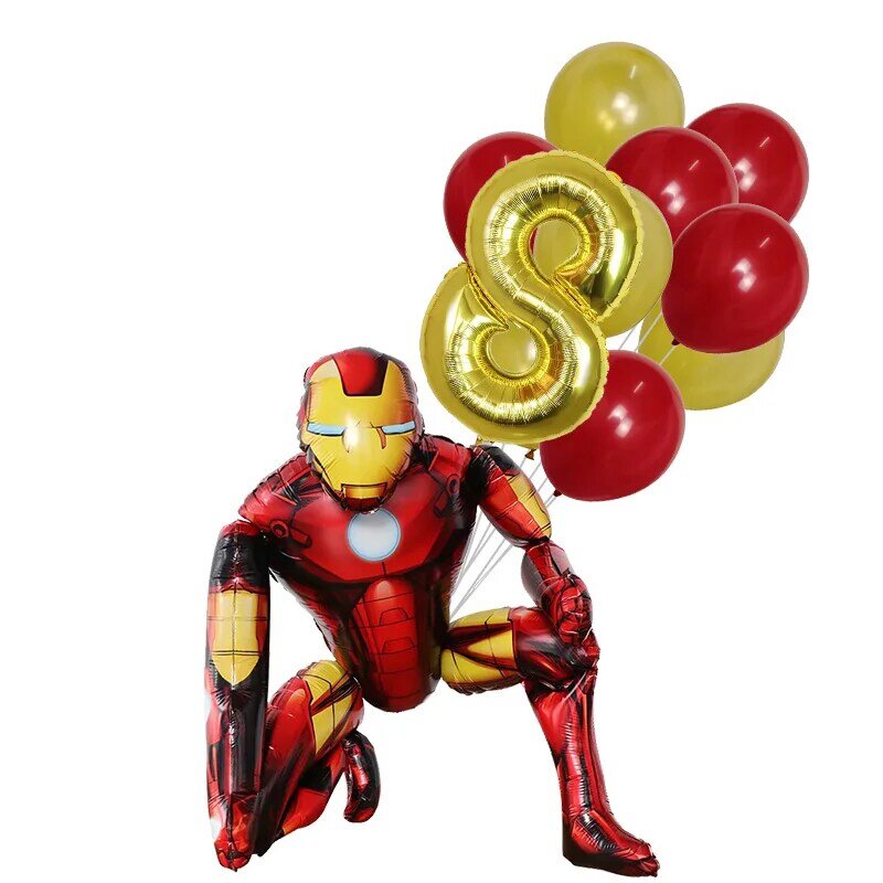 Ensemble de grands ballons 3D SpidSuffolk Iron Man, The Avenger Smile Hero, fournitures de décoration pour fête d'anniversaire, jouet pour enfants, 1 ensemble