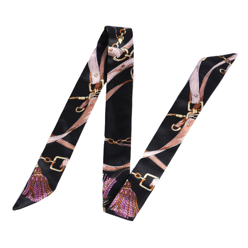Neue Druck Blume Kleine Schal für Frauen Griff Tasche Bänder Marke Mode Kopf Schal Kleine Lange Dünne Schals Großhandel Stirnbänder