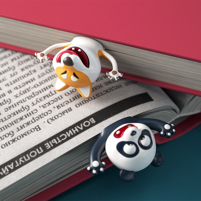 Marcador de páginas animal engraçado 3D marcador de livro marca páginas