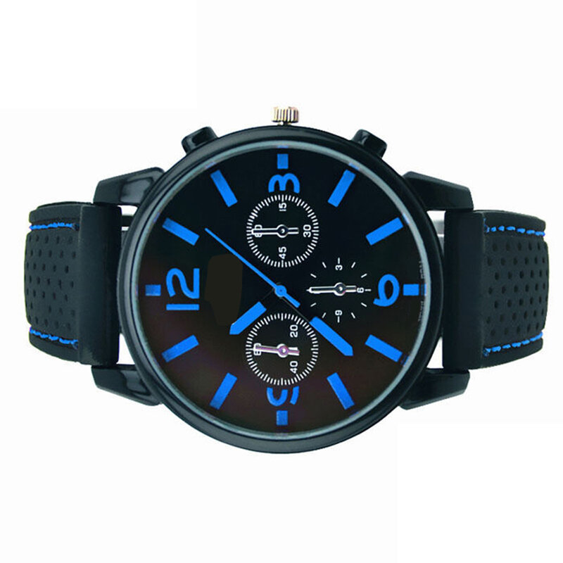 Men's Fashion Silicone Band Decorative Dail Analog Quartz Wrist Watch Mas-culino Fashion Men's Watch Large Dial Militarys