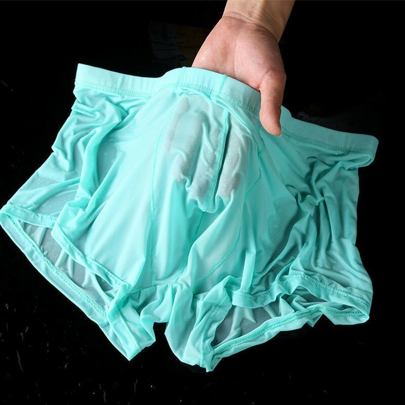 Men Wet Seductive Sexy Boxer Briefs Thin Transparent Underwear Shorts Trunks  Elastic Comfortable Soft Underpants Panties