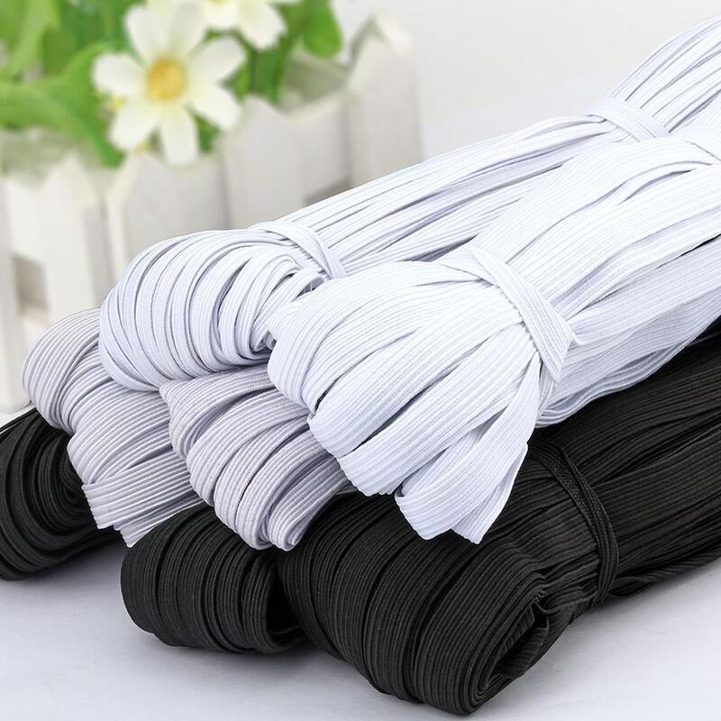 Bandas de borracha elásticas planas, DIY costura acessórios, vestuário do casamento, Stretch Rope, branco e preto, 3mm, 4mm, 5mm, 6mm, 8mm, 10mm