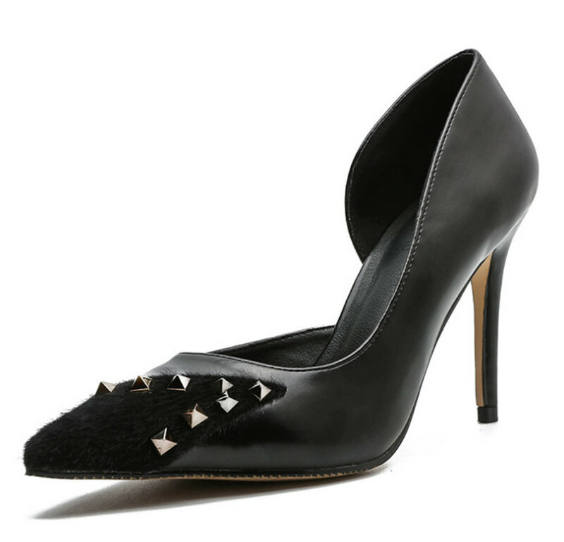 YEELOCA 2020 Rivet High-heeled Female fine heel Sandals Sharp women's shoes KZ080