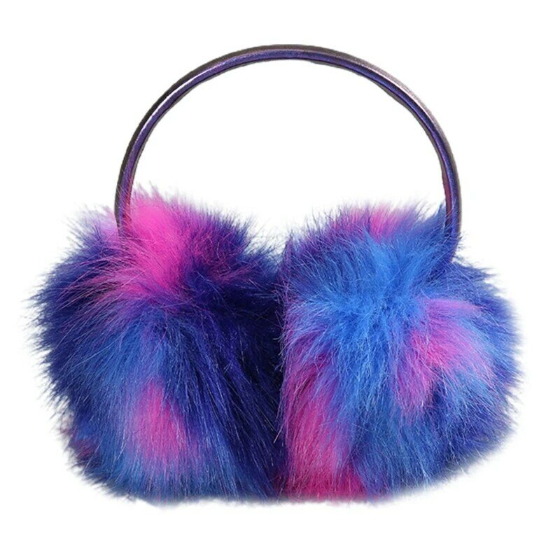 L5YC Ear Muff Earmuff Ear Warmer for Women Girls Iridescent Gradient Winter Faux Fur Christmas GIfts Auroral Color