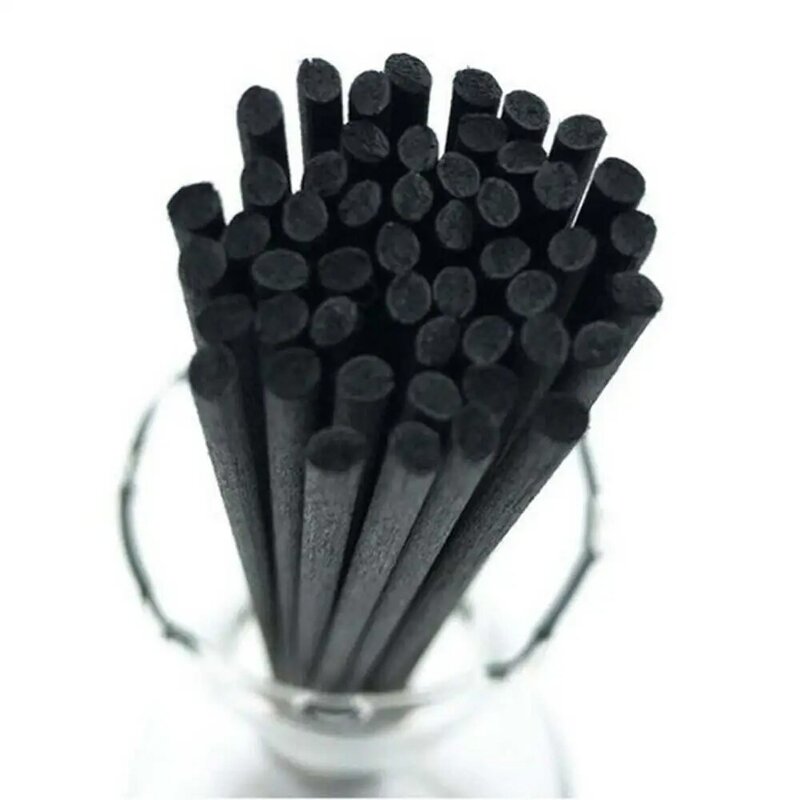 Varillas difusoras de caña de ratán negro, recambio de fibra de aceite esencial, 20cm, 3mm, 50/100 unidades