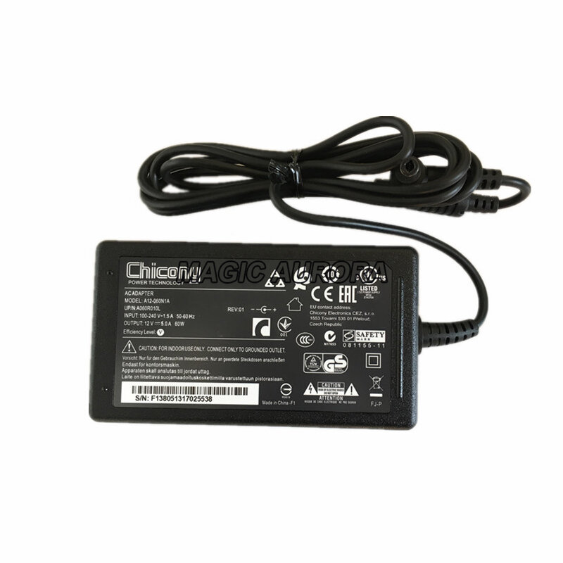 Chicony-adaptador de CA de A12-060N1A, fuente de alimentación de 5,5x2,5mm, 60W, 12V, 5A, cargador de Monitor