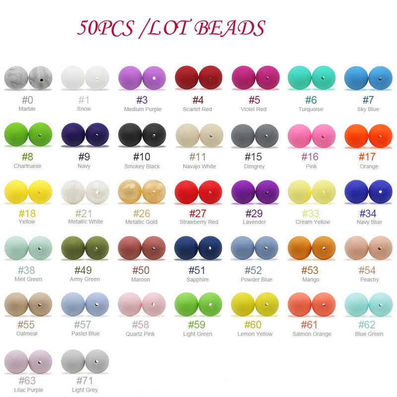 Cute-Idea 50Pcs/Lot 9/12/15mm Silicone Beads Baby Silicone Teether Beads DIY Pacifier Chain Baby Chew Toy Nursing Accessory