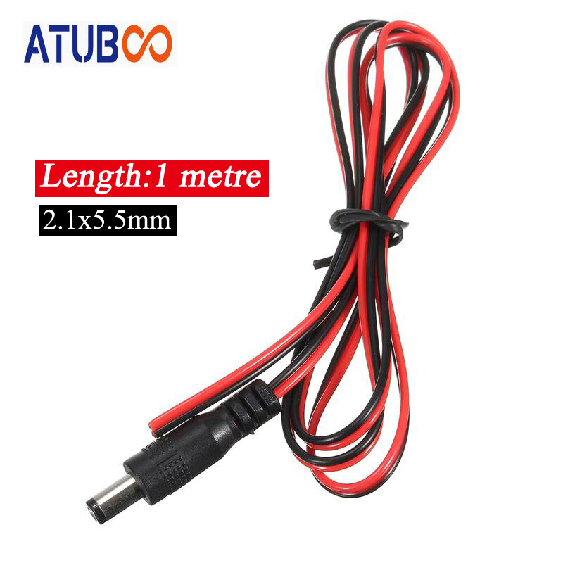 2.1x5.5mm Male Plug 12V DC Power Pigtail Cable Jack For Car Vehicle Camera Connector Tail Extension 1 Meter Wire