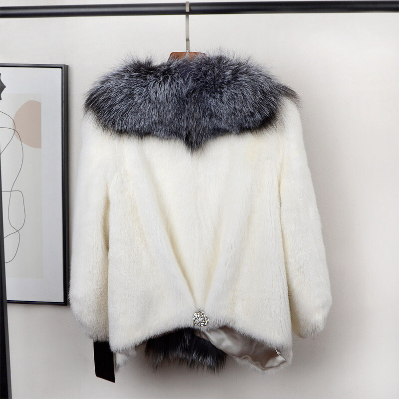 Aulande zima 2021 futro prawdziwe naturalne płaszcz z norek moda moda krótki Puffy damska nowa kurtka darmowa wysyłka