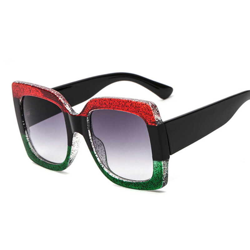 LeonLion Kacamata Hitam Kotak Ukuran Besar Kacamata Desainer Bergaya Vintage Wanita Kacamata Gradien Merek Mewah UV400