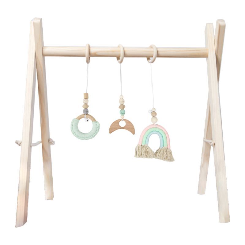 Cadre de gymnastique en bois pour bébé, 1 ensemble, dessin animé nordique, support suspendu, Kit de jouets