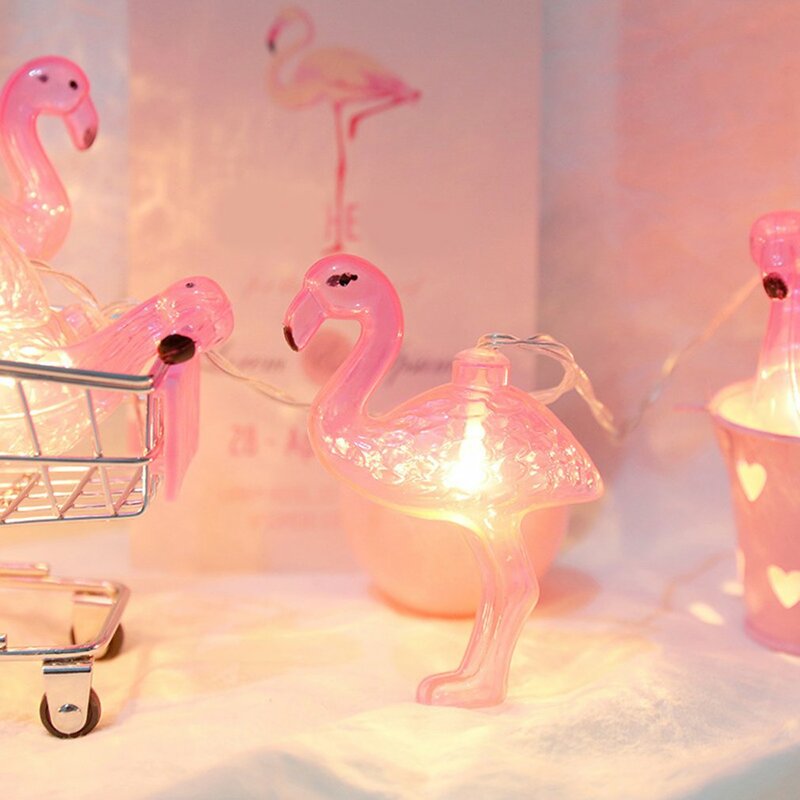 Tali Lampu Hias Flamingo Tali Lampu Hias LED Tali Lampu Natal Baterai USB Tali Lampu Karangan Bunga Berkedip