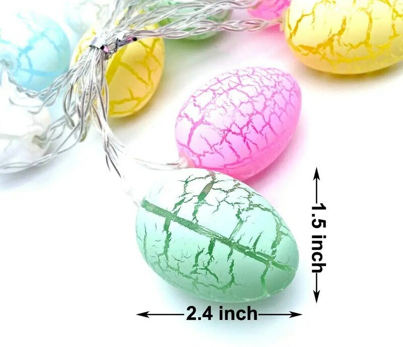 PheiLa-guirnalda de luces LED con forma de huevo para decoración de primavera, luces decorativas de Pascua con batería, 10 pies, 20 LED