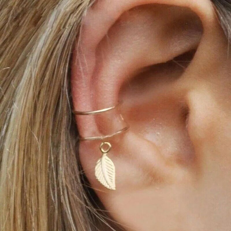 Yobest 5 sztuk/zestaw 2019 moda nausznica złoty liść klipsy Ear Cuff dla kobiet wspinaczy bez przekłuwania uszu fałszywy kolczyk na chrząstkę