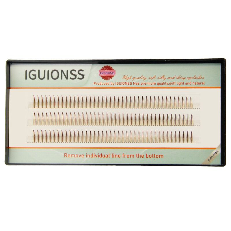 IGUIONSS 3 rows 120 bundles Eyelashes Single Cluster Self-Grafting  A Shape Premade Volume False lashes Long Lasting Natural