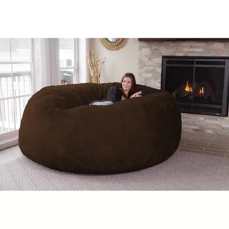 دروبشيبينغ كبير لينة Microsuede أريكة بنمط حقيبة الفول غطاء كرسي جامبو غرفة المعيشة مريحة beanbag معطف للاسترخاء