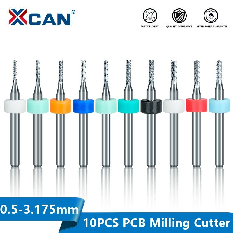 Xcan 10Pcs 0.5-3.175Mm Carbide Pcb Miling Cutter 3.175Mm Shank Cnc Graveermachine Frees