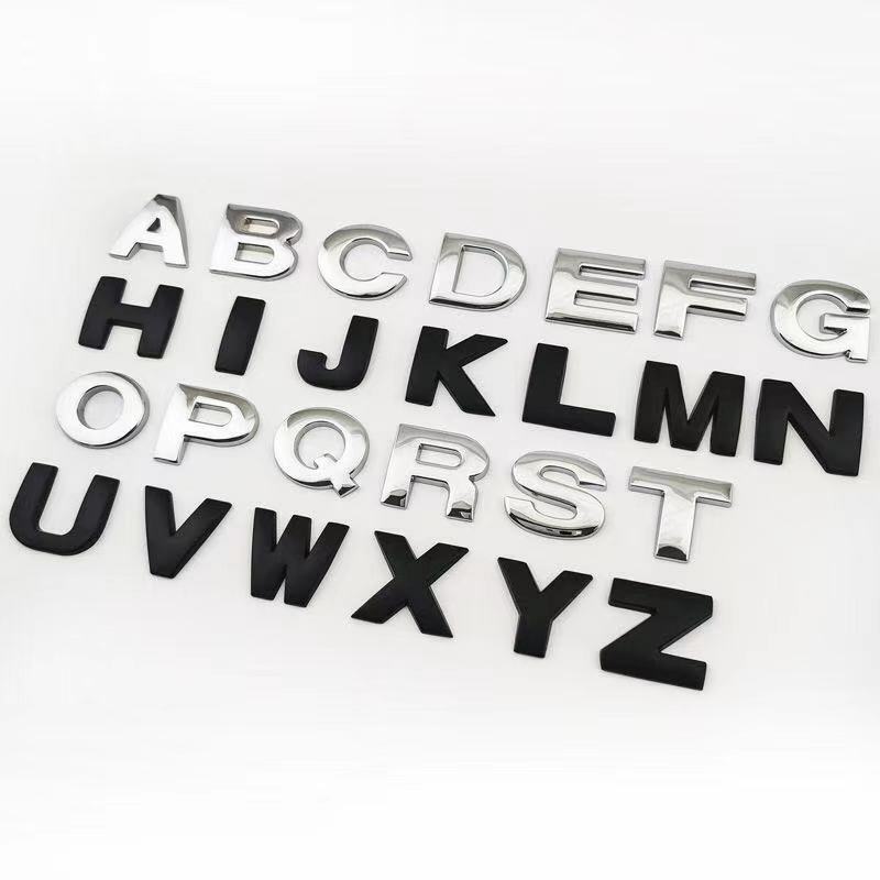 1Pcs 3D Metal 45mm 25mm DIY Letters Alphabet Emblem Numbers Chrome Labeling Car Sticker Digital Badge Accessories Motorcycle