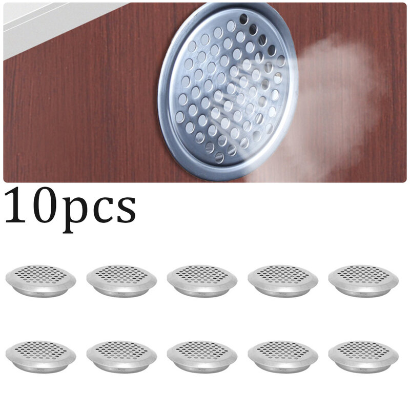 10 pces de aço inoxidável ventilação do metal da grade do respiradouro de ar/armário do guarda-roupa plug para armários armários da sapata armários decorativos
