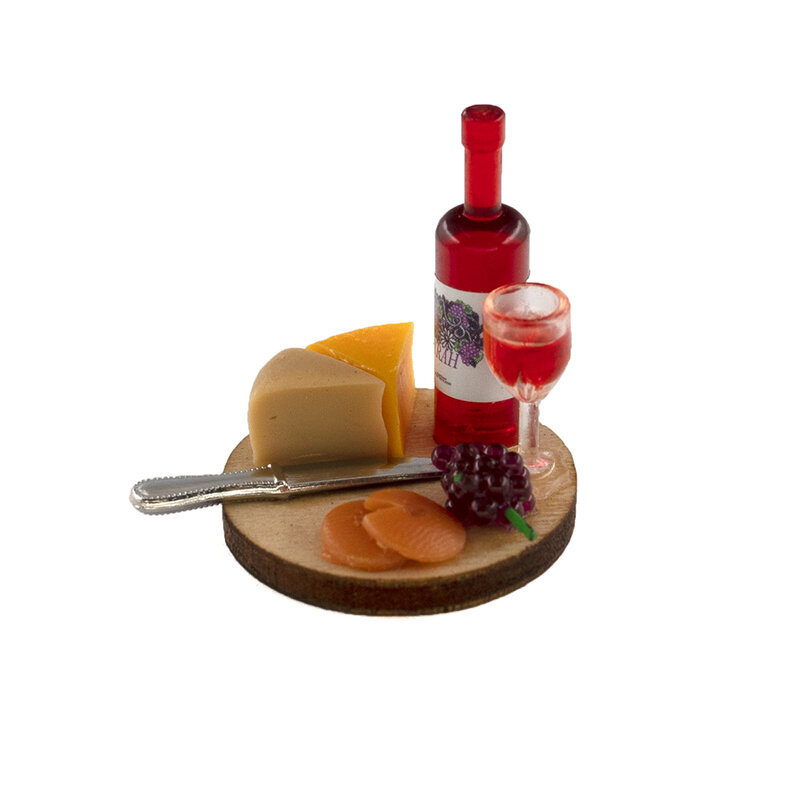 1/12 인형집 미니어처 액세서리 미니 케이크 와인 접시 모델, 시뮬레이션 음식 음료 장난감 인형 집 장식