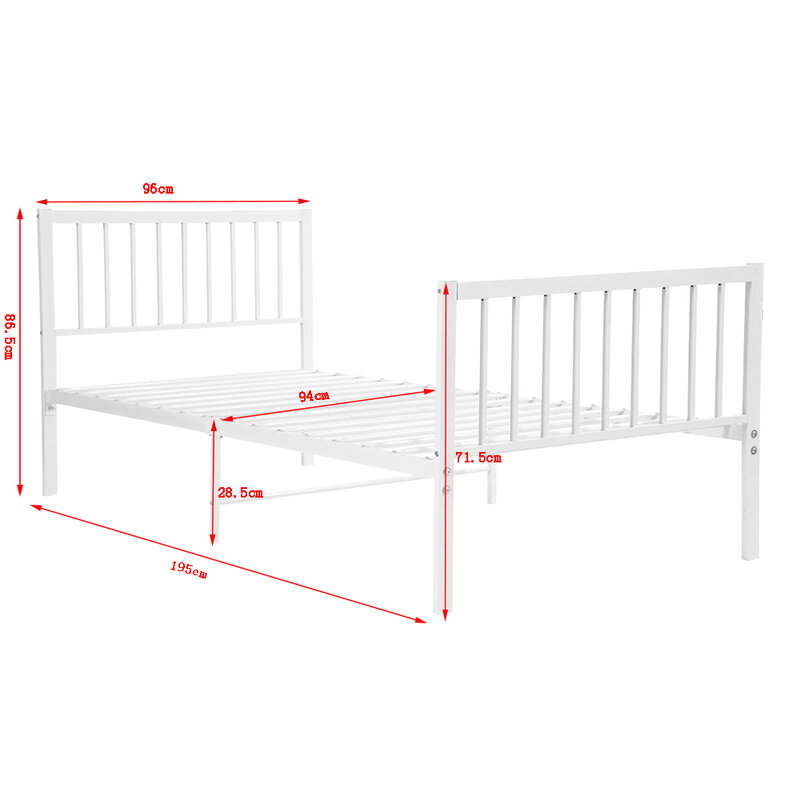 3FT White Metal Bed Frame Features a tall headboard For Adult Children New stock Fast delivery