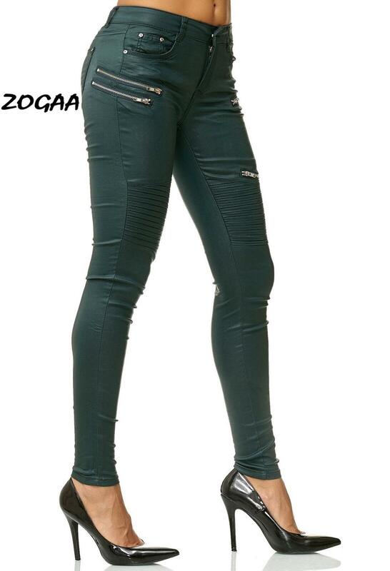 ZOGAA Fashion Women Solid Color High Waist Elastic Pencil Pants Sexy Skinny PU Coated Faux Leather Trousers leather pants women
