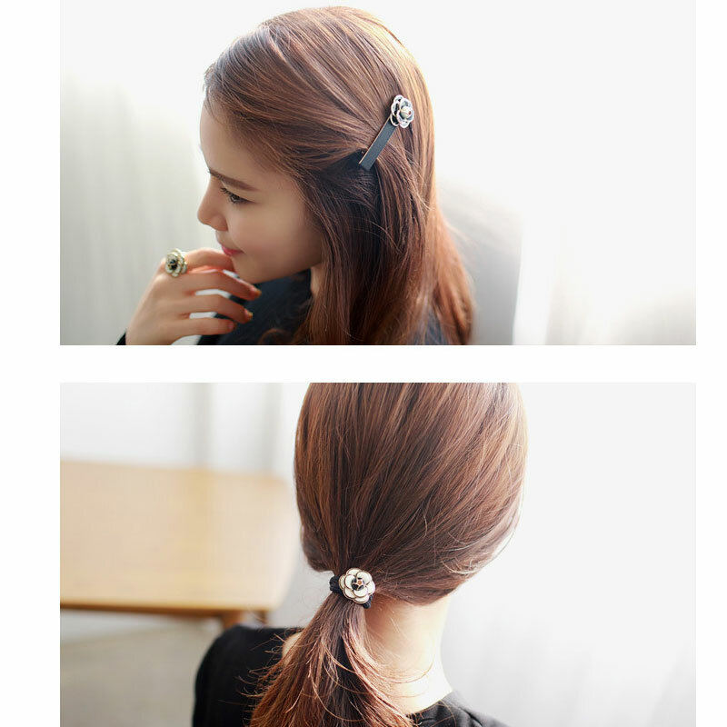 Hair Accessories Women Fashion Style Big Rose Flower Camellia Hair Bands Elastic Hair Rope Ring Hair Clip For Girls