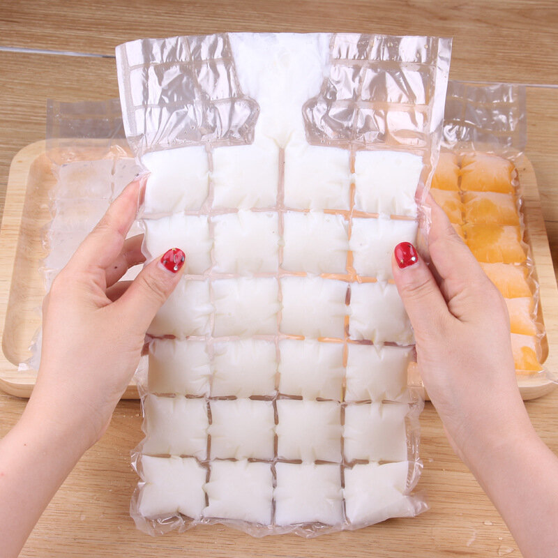 Tas kubus es batu, 10 buah cetakan es batu segel sendiri transparan sekali pakai, Tas pembuat pembekuan es alat dapur