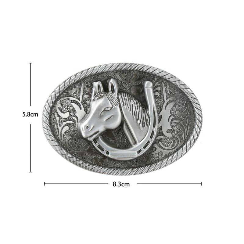 1PC Western cowboy men's silver horse head belt buckle jeans with horse head fashion accessories