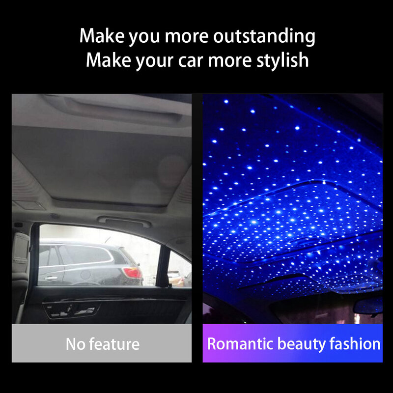 Luz de proyección de techo de coche, proyector de techo Interior, USB, portátil, luz nocturna de estrella, LED ajustable, luz de ambiente de galaxia