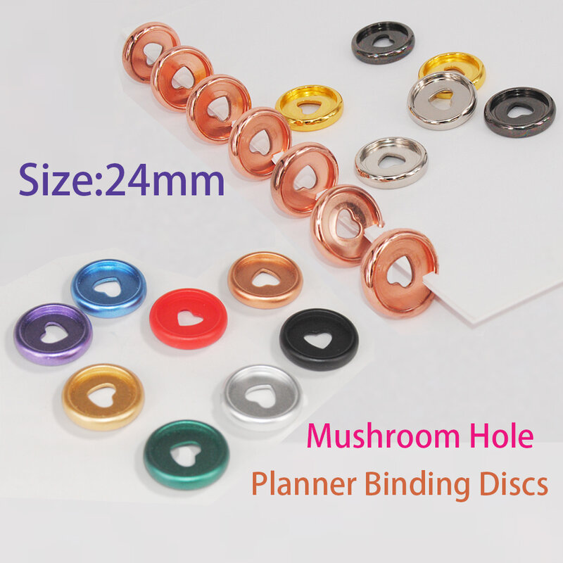 Discos de ligação de plástico de cogumelo 24mm, 6 peças, para planejador, anéis, caderno, 360 graus, dobrável, material de escritório