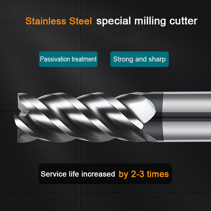 Carbide Milling Cutter 4 Flute Harden Tungsten Steel Alloy Face End Mill Lengthen 16mm 150mm CNC Tools Stainless Special HRC 65
