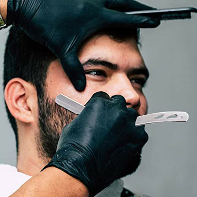 Maquinilla de afeitar profesional de acero inoxidable para Barbero, maquinilla de afeitar de borde recto con 10 hojas de afeitar de un solo filo