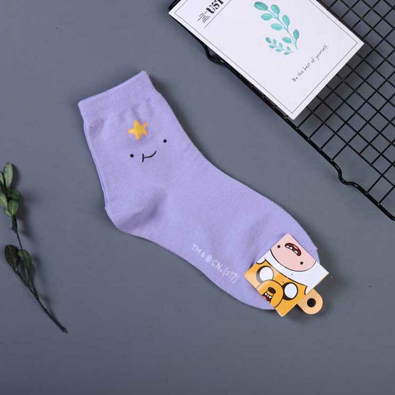 Calcetines tobilleros de algodón para mujer y niña, medias cortas con estampado de personajes de dibujos animados, Hipster, Harajuku
