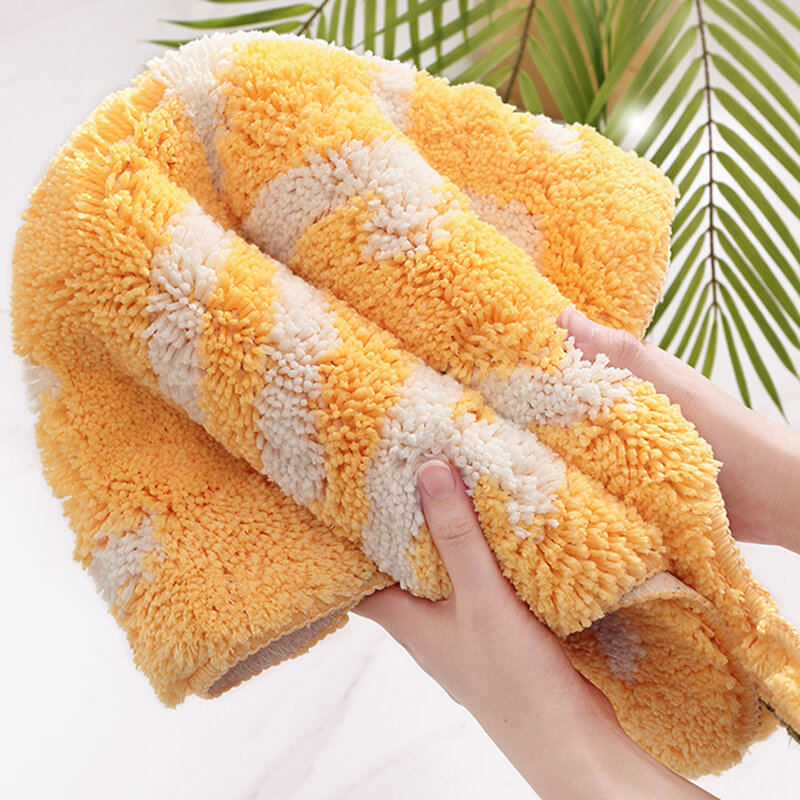 Soft Yellow Lemon Shape Bath Rug for Kids Fruit Pattern Non Slip Bathroom Carpet Rugs Absorbent Bath Mat…