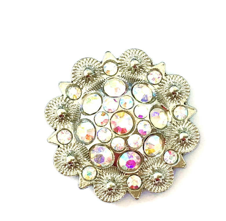 12pcs/lots ligh pink Diameter 3.7CM Metal flower Conchos white rhinestone decoration Belt accessories accessories