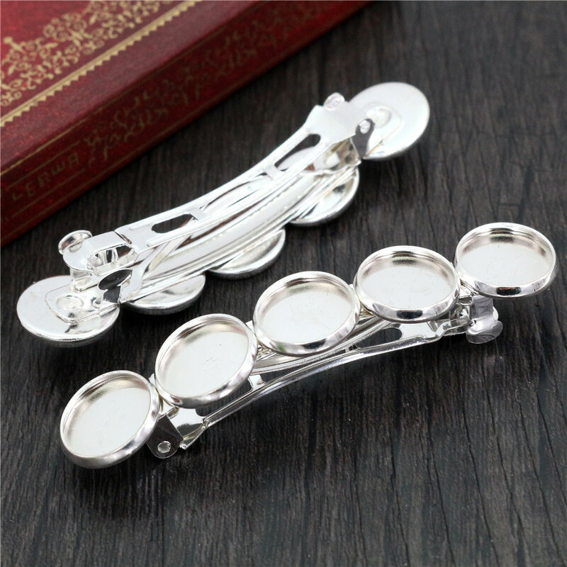5pcs 12mm with 5 cameo High Quality 7 Colors Plated Copper Material Hairpin Hair Clips Hairpin Base Setting DIY Hair Accessories