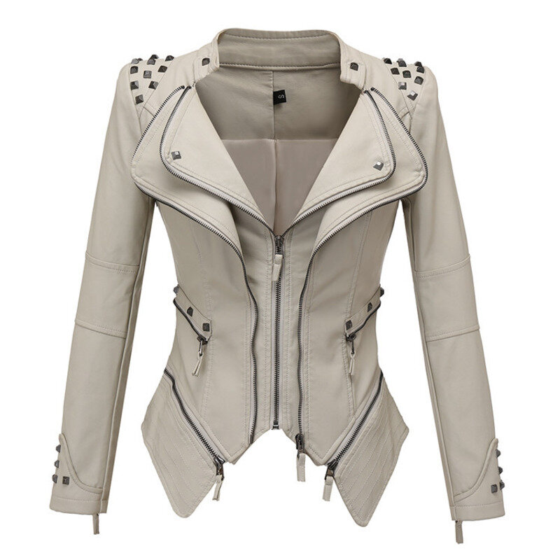 Abrigo de piel sintética para mujer, chaqueta gótica de cuero sintético, ropa de motocicleta a la moda, color negro, novedad de invierno y otoño, 2023