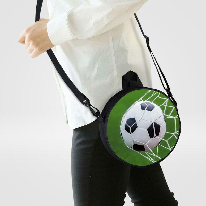 Cool Football Printed Round Bag Basketball Mini Messenger Crossbody Bag For Traveling For Boys Kids Small Kindergarten Schoolbag