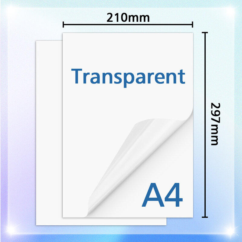 10 folhas transparente adesivo de vinil impresso papel a4 impermeável auto-adesivo papel de cópia para diy adesivos para toda a impressora a jato de tinta
