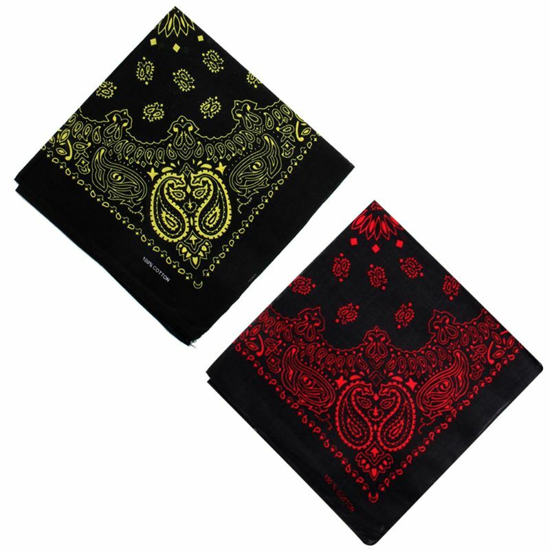 Unisex Cotton Square Bandanas Hip Hop Double Paisley Floral Print Headband Windproof Face Cover Cycling Sports Neck Tie Headwrap