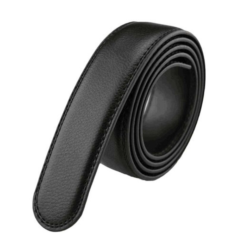 Cinturón de cuero sintético para hombre, correa de cintura negra automática de alta calidad, estilo de negocios, sin hebilla, de lujo, 120cm