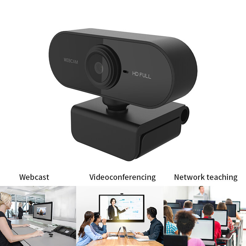 Webcam 1080P Kamera Web Full HD dengan Mikrofon USB Plug Kamera Web untuk PC Komputer Mac Laptop Desktop YouTube Skype Kamera Mini