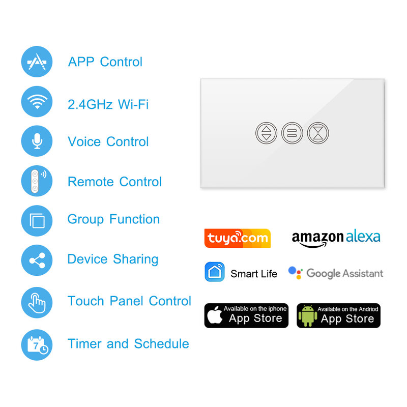 Tuya Smart Life ผ้าม่านรีโมทคอนโทรลชัตเตอร์ RF + WiFi App Timer ใช้งานร่วมกับ Google Home Echo DIY