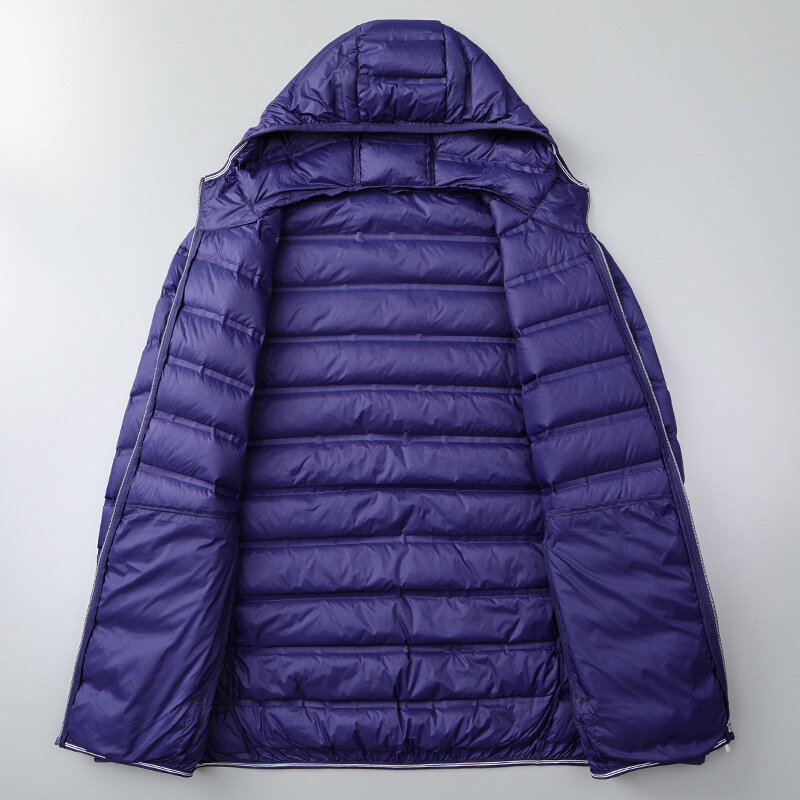 Jaket bertudung ringan untuk pria, jaket bulu angsa tipis bertudung kasual musim gugur dan musim dingin 2024 ukuran XL 6XL 7XL 8XL