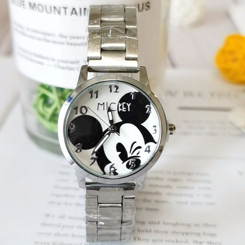 Disney Mickey Maus Minnie Kinder Student Cartoon Uhr Aolly Stahl Quarz Uhren Uhr für Jungen Mädchen Geschenk