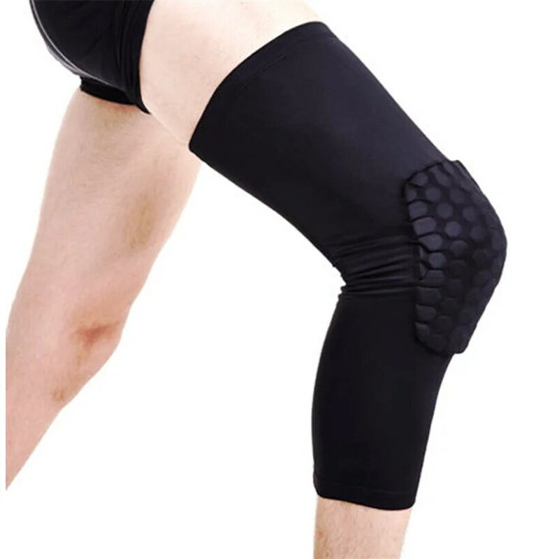 Professional Honeycomb Crashproof Knee Pads, engrenagem protetora do esporte, apoio perna, bandagem respirável, joelheira basquete