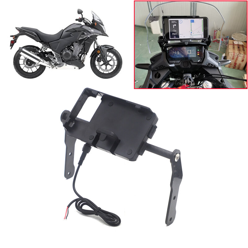 الكربون النحاس دراجة نارية لتحديد المواقع والملاحة قوس الذكية الزجاج الأمامي مجموعة قوس الهاتف المحمول لهوندا CB500X CB 500 2016-2020